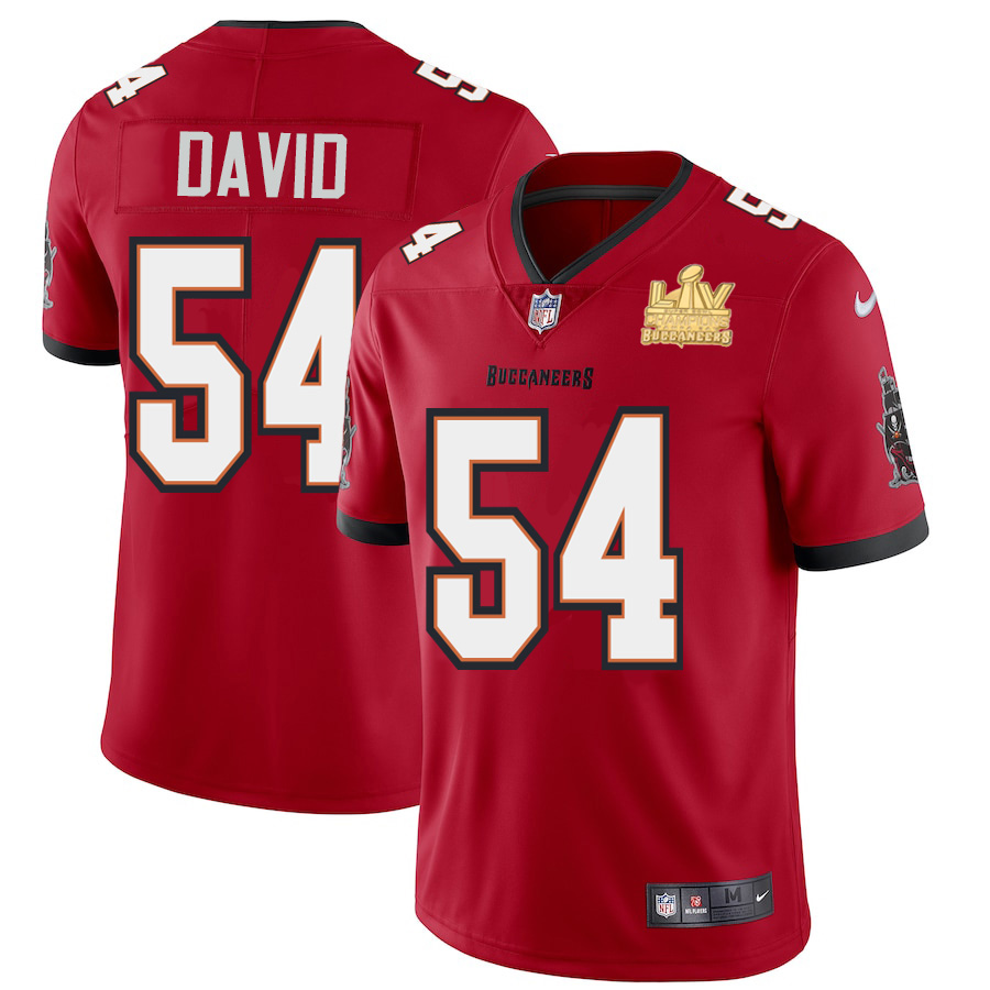Tampa Bay Buccaneers #54 Lavonte David Youth Super Bowl LV Champions Patch Red Vapor Limited Jersey