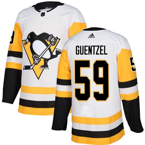 Adidas Pittsburgh Penguins #59 Jake Guentzel White Road Authentic Stitched Youth Jersey Youth