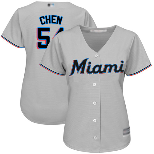 Miami Marlins #54 Wei-Yin Chen Grey Road Women's Stitched Jersey Womens