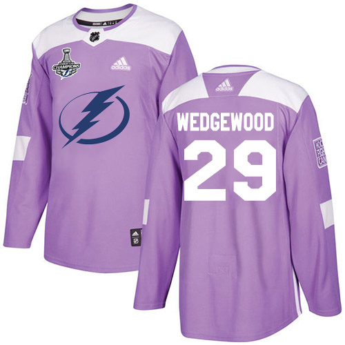 Adidas Tampa Bay Lightning #29 Scott Wedgewood Purple Authentic Fights Cancer 2020 Stanley Cup Champions Stitched Jersey Men's