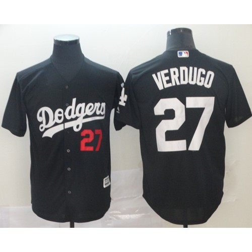 Los Angeles Dodgers #27 Alex Verdugo Black Turn Back The Clock Stitched Jersey Men's