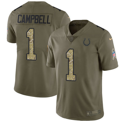 Colts #1 Parris Campbell Olive/Camo Youth Stitched Limited 2017 Salute To Service Jersey