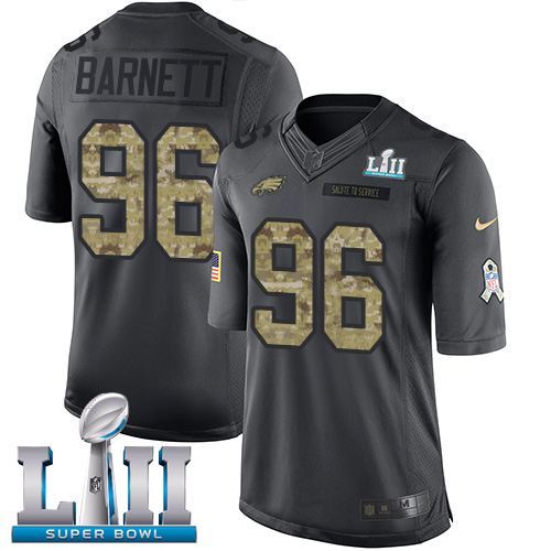 Philadelphia Eagles #96 Derek Barnett Black Super Bowl LII Youth Stitched Limited 2016 Salute to Service Jersey Youth