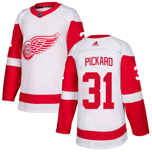 Adidas Detroit Red Wings #31 Calvin Pickard White Road Authentic Stitched Youth Jersey Youth
