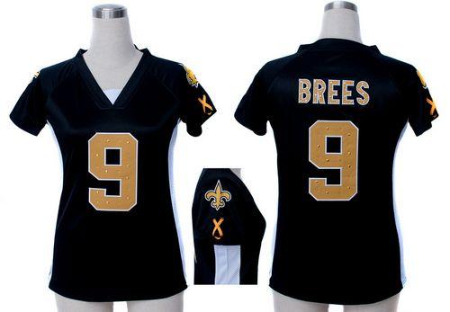 Saints #9 Drew Brees Black Team Color Draft Him Name & Number Top Women's Stitched Elite Jersey