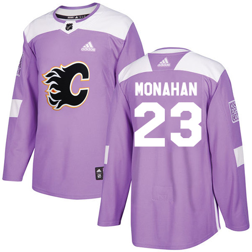Adidas Calgary Flames #23 Sean Monahan Purple Authentic Fights Cancer Stitched Jersey Men's