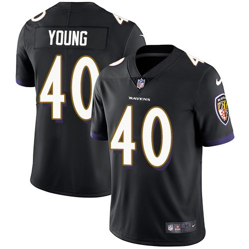 Baltimore Ravens #40 Kenny Young Black Alternate Men's Stitched Vapor Untouchable Limited Jersey Men's