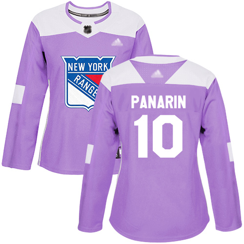Adidas New York Rangers #10 Artemi Panarin Purple Authentic Fights Cancer Women's Stitched Jersey Womens