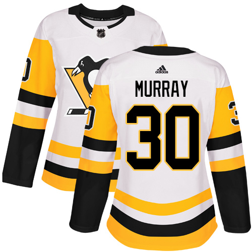 Adidas Pittsburgh Penguins #30 Matt Murray White Road Authentic Women's Stitched Jersey Womens