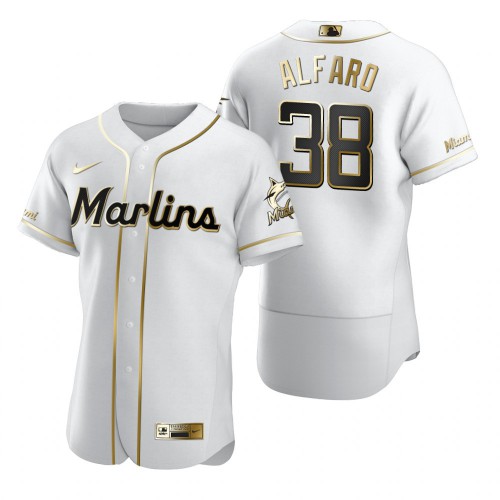 Miami Miami Marlins #38 Jorge Alfaro White Men's Authentic Golden Edition Jersey Men's