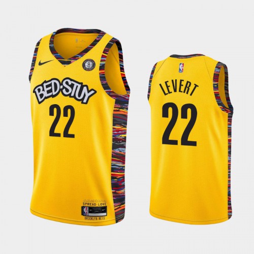 Brooklyn Brooklyn Nets #22 Caris Levert Mens Yellow 2019-20 City Edition Jersey Mens