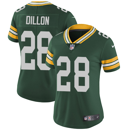 Packers #28 AJ Dillon Green Team Color Women's Stitched Vapor Untouchable Limited Jersey