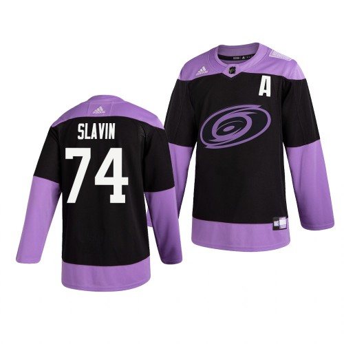 Carolina Carolina Hurricanes #74 Jaccob Slavin Adidas Men's Hockey Fights Cancer Practice Jersey Black Men's