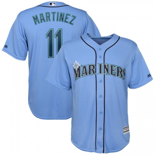 Seattle Seattle Mariners #11 Edgar Martinez Majestic Official Cool Base Player Jersey Blue Men's