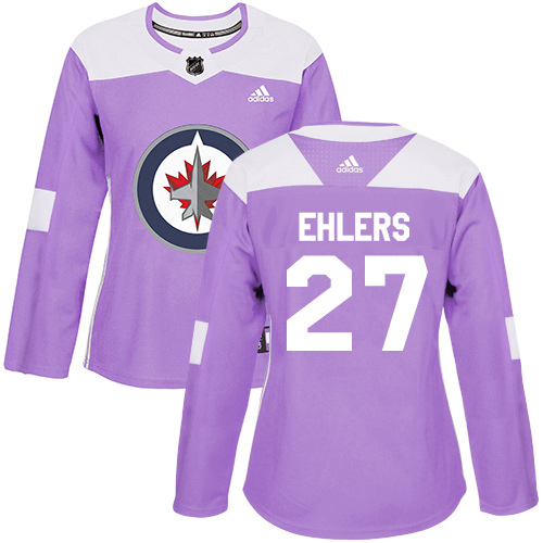 Adidas Winnipeg Jets #27 Nikolaj Ehlers Purple Authentic Fights Cancer Women's Stitched Jersey Womens