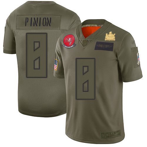 Tampa Bay Buccaneers #8 Bradley Pinion Camo Men's Super Bowl LV Champions Patch Stitched Limited 2019 Salute To Service Jersey Men's