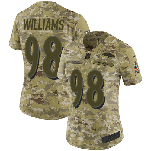 Baltimore Ravens #98 Brandon Williams Camo Women's Stitched Limited 2018 Salute to Service Jersey Womens