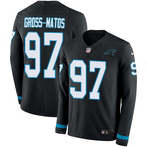 Carolina Panthers #97 Yetur Gross-Matos Black Team Color Men's Stitched Limited Therma Long Sleeve Jersey Men's