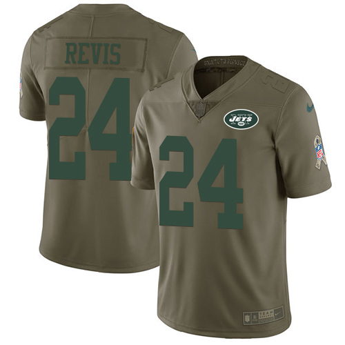 Jets #24 Darrelle Revis Olive Youth Stitched Limited 2017 Salute To Service Jersey