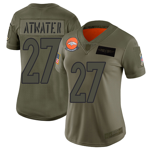 Denver Broncos #27 Steve Atwater Camo Women's Stitched Limited 2019 Salute to Service Jersey Womens