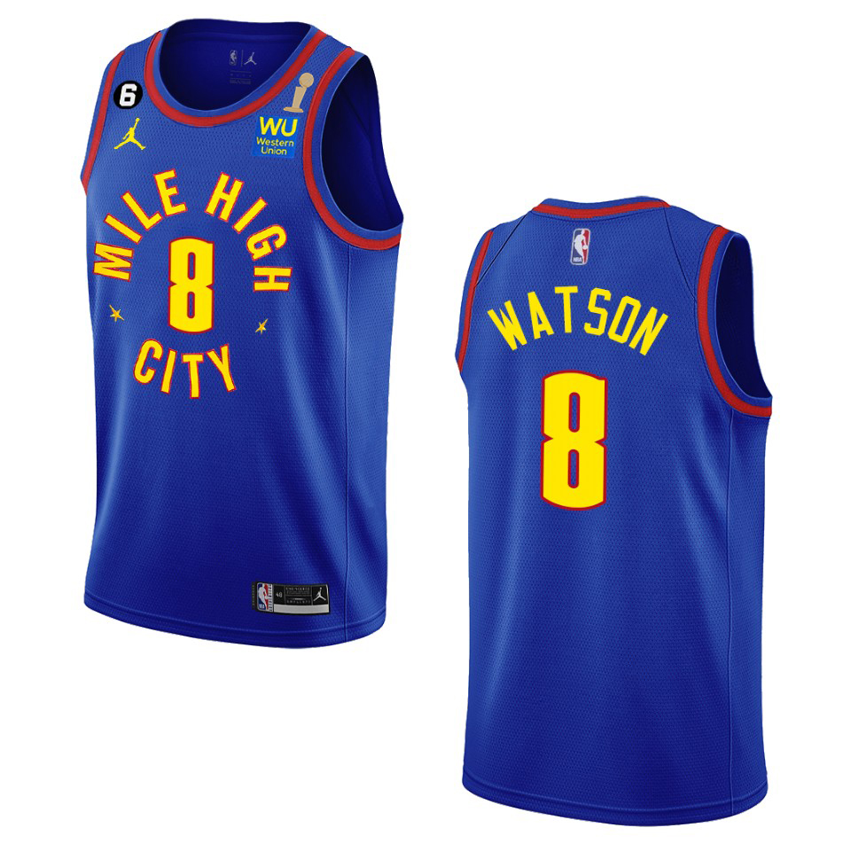 Denver Nuggets #8 Peyton Watson Navy Men's 2023 Finals Champions Statement Edition Jersey