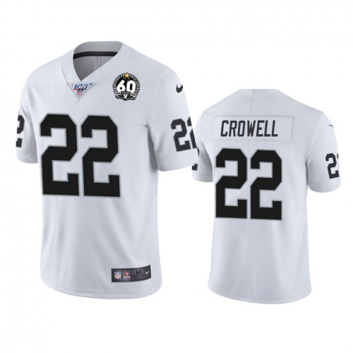 Las Vegas Raiders #22 Isaiah Crowell White 60th Anniversary Vapor Limited Stitched 100th Season Jersey Men's