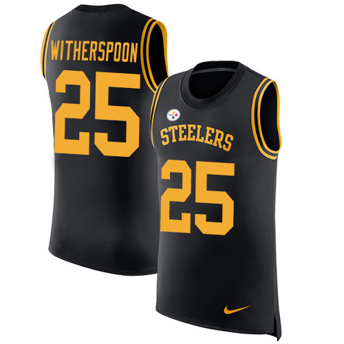Steelers #25 Ahkello Witherspoon Black Team Color Men's Stitched Limited Rush Tank Top Jersey