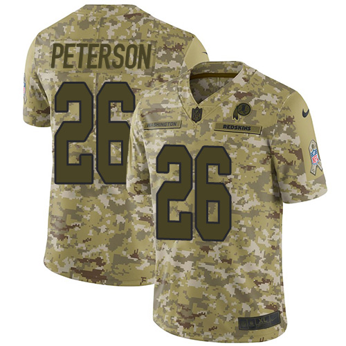 Washington Commanders #26 Adrian Peterson Camo Youth Stitched Limited 2018 Salute to Service Jersey Youth