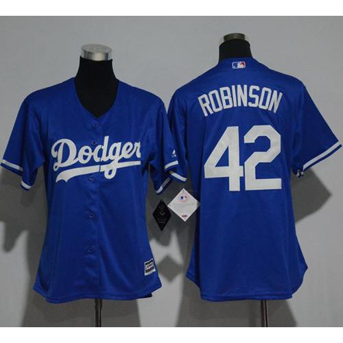 Los Angeles Dodgers #42 Jackie Robinson Blue Alternate Women's Stitched Jersey Womens