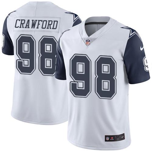Dallas Cowboys #98 Tyrone Crawford White Men's Stitched Limited Rush Jersey Men's