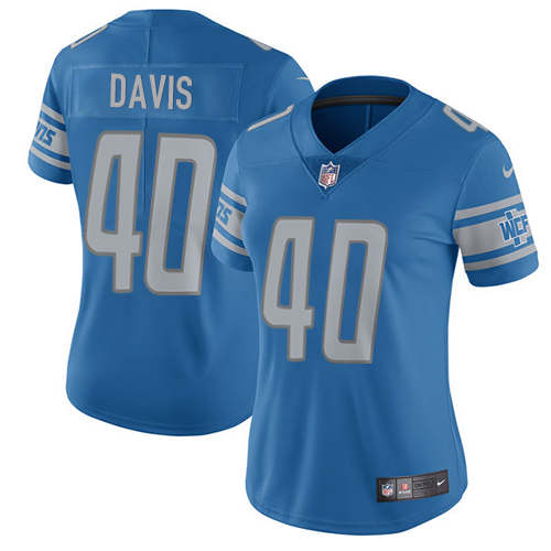 Detroit Lions #40 Jarrad Davis Light Blue Team Color Women's Stitched Vapor Untouchable Limited Jersey Womens