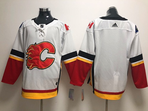 Adidas Flames Blank White Road Authentic Stitched Jersey