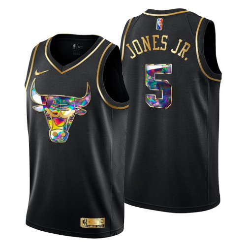Chicago Chicago Bulls #5 Derrick Jones Jr. Mens Golden Edition Diamond Logo 2021/22 Swingman Jersey - Black Mens