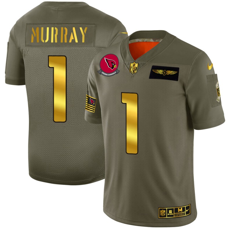 Arizona Cardinals #1 Kyler Murray Men's Olive Gold 2019 Salute To Service Limited Jersey