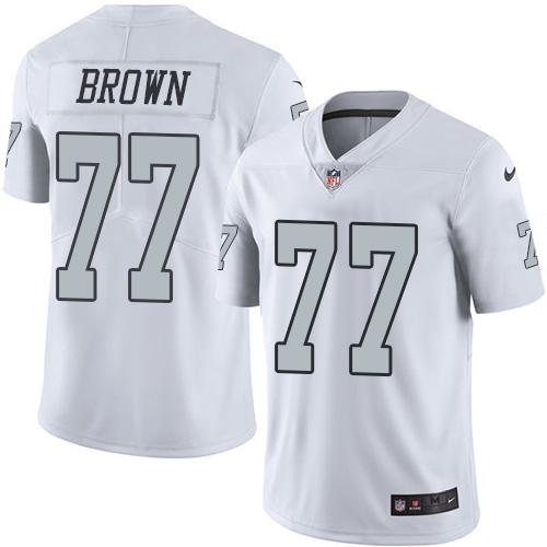 Las Vegas Raiders #77 Trent Brown White Men's Stitched Limited Rush Jersey Men's