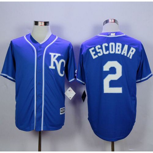 Kansas City Royals #2 Alcides Escobar Blue Alternate 2 New Cool Base Stitched Jersey Men's
