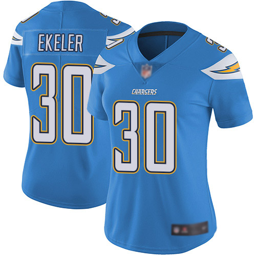 Chargers #30 Austin Ekeler Electric Blue Alternate Women's Stitched Vapor Untouchable Limited Jersey