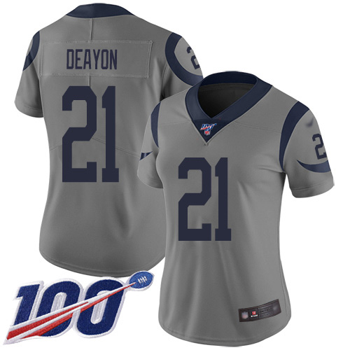 Los Angeles Rams #21 Donte Deayon Gray Women's Stitched Limited Inverted Legend 100th Season Jersey Womens