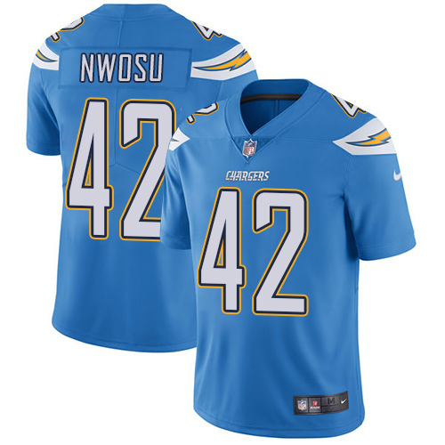 Los Angeles Chargers #42 Uchenna Nwosu Electric Blue Alternate Youth Stitched Vapor Untouchable Limited Jersey Youth