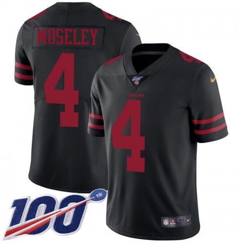 San Francisco 49ers #4 Emmanuel Moseley Black Alternate Youth Stitched 100th Season Vapor Limited Jersey Youth