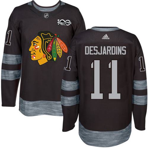 Adidas Chicago Blackhawks #11 Andrew Desjardins Black 1917-2017 100th Anniversary Stitched Jersey Men's