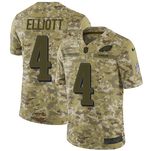 Philadelphia Eagles #4 Jake Elliott Camo Youth Stitched Limited 2018 Salute to Service Jersey Youth