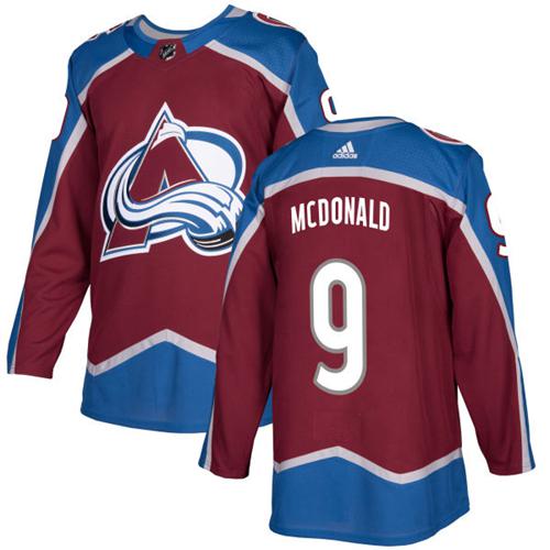 Adidas Colorado Avalanche #9 Lanny McDonald Burgundy Home Authentic Stitched Jersey Men's