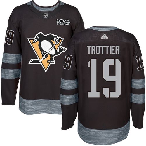 Adidas Pittsburgh Penguins #19 Bryan Trottier Black 1917-2017 100th Anniversary Stitched Jersey Men's
