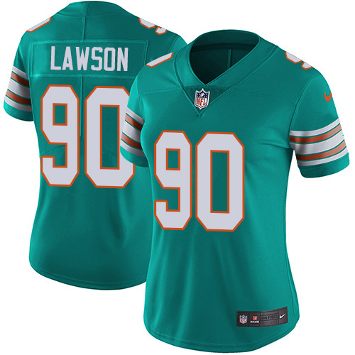 Miami Dolphins #90 Shaq Lawson Aqua Green Alternate Women's Stitched Vapor Untouchable Limited Jersey Womens