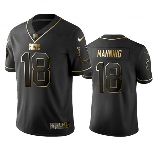 Indianapolis Colts #18 Peyton Manning Men's Stitched Vapor Untouchable Limited Black Golden Jersey Men's