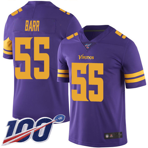 Minnesota Vikings #55 Anthony Barr Purple Men's Stitched Limited Rush 100th Season Jersey Men's