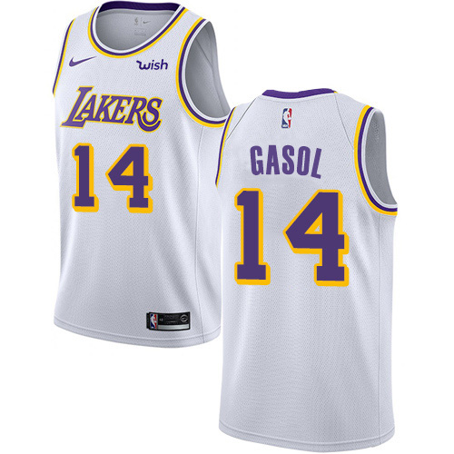 Los Angeles Lakers #14 Marc Gasol White Swingman Association Edition Jersey Mens