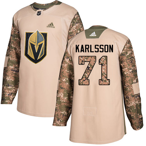 Adidas Golden Vegas Golden Knights #71 William Karlsson Camo Authentic 2017 Veterans Day Stitched Jersey Men's