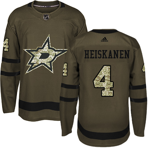 Adidas Dallas Stars #4 Miro Heiskanen Green Salute to Service Stitched Jersey Men's